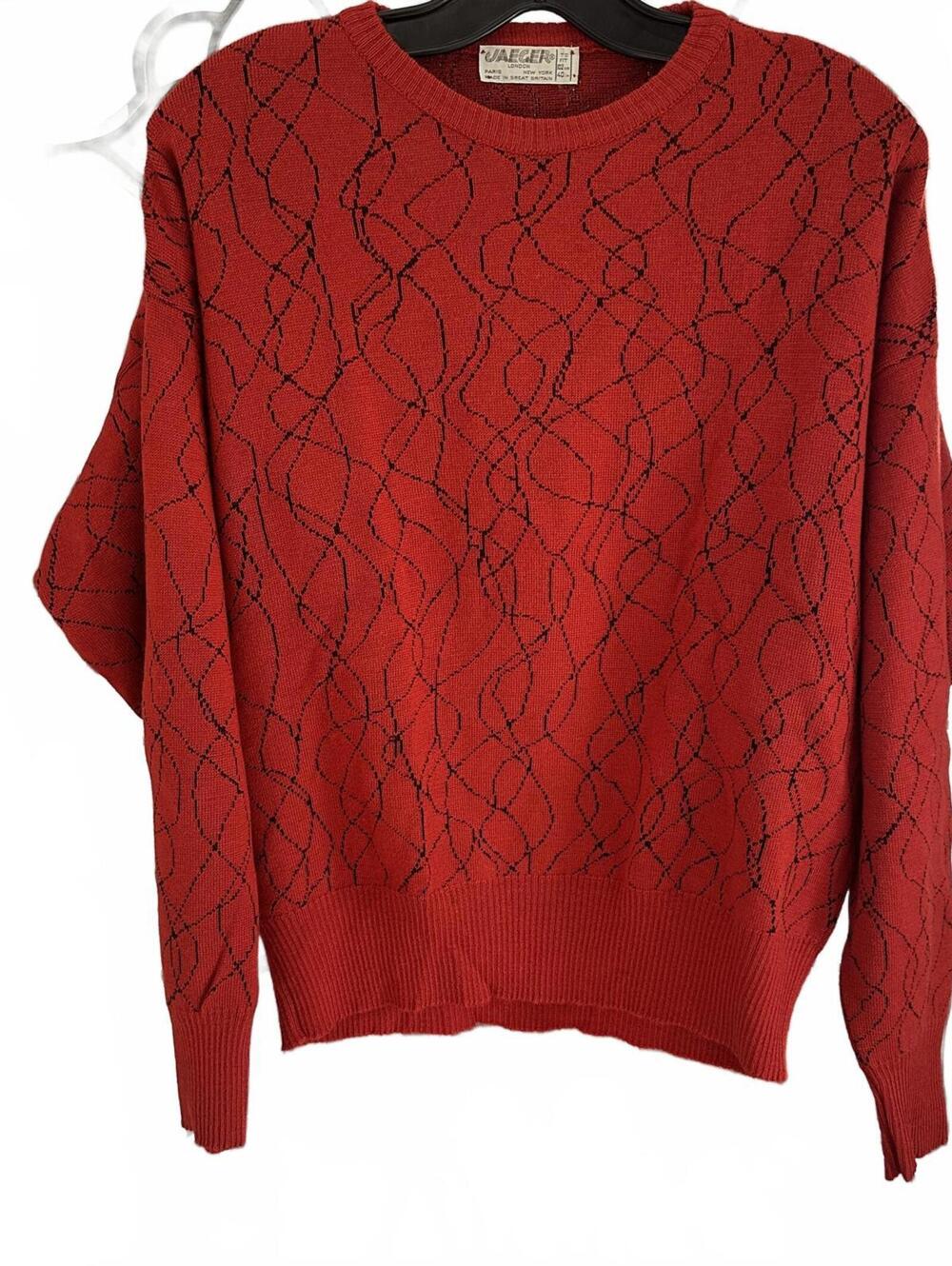 Vintage Women's Jaeger London Men's Retro Wool Red Knitted Sweater - 2XL